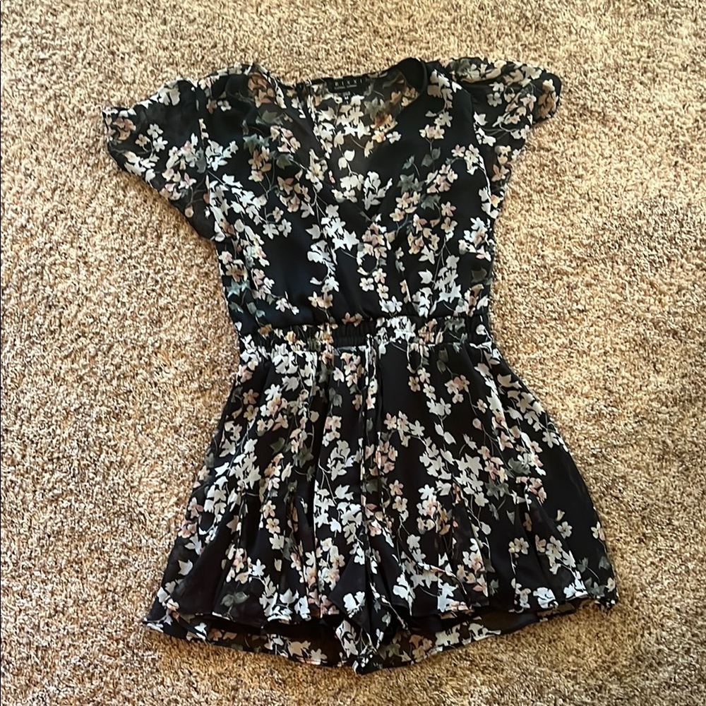 Floral Black Romper
